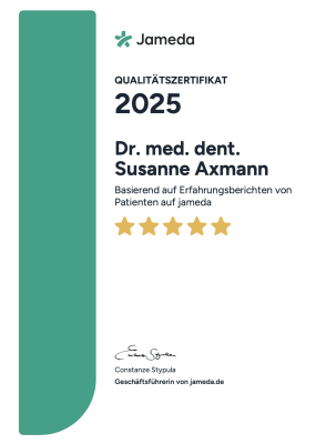 Jameda Qualitätszertifikat Dr. Susanne Axmann